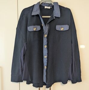 Bluivy Navy Waffle Button Up